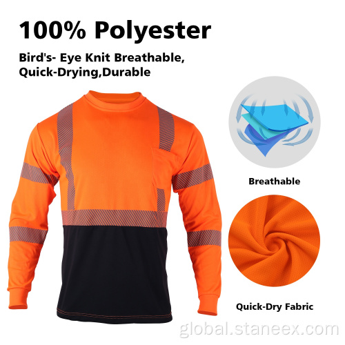 Safety Green Shirts Class-2 Hivis Black Bottom Long Sleeve Safety Shirt Manufactory